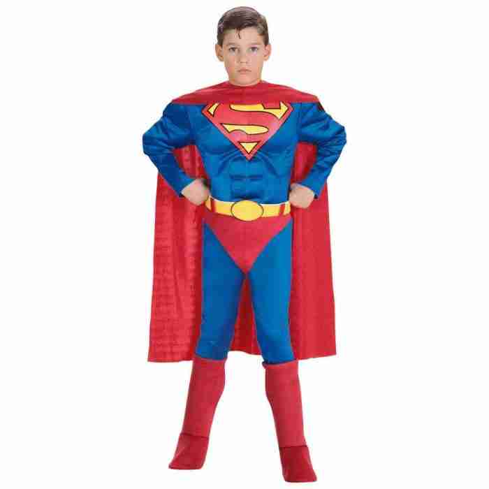 Superman Kostüm Kinder mit Muskelbrust - Klassischer Superhelden-Look für Karneval