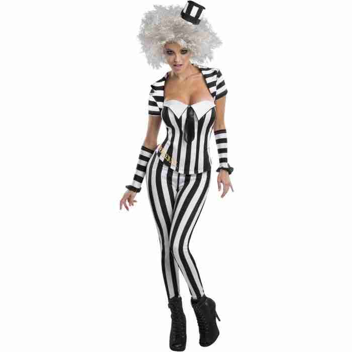 Beetlejuice Damenkostüm Korsett schwarz weiß gestreift - carnivalstore.de