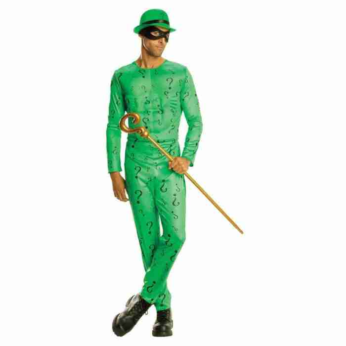 Riddler Kostüm Herren - Batman Bösewicht Verkleidung mit grünem Jumpsuit und Bowler-Hut
