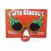 Weihnachtsbrille Rudolph braun mit Geweih und roter Glitzer-Nase