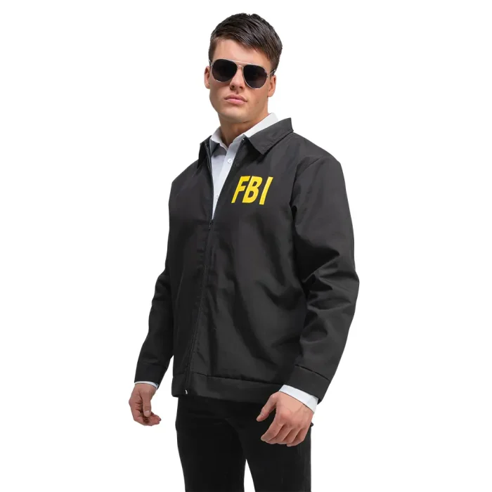 FBI Jacke Kostüm schwarz mit Aufdruck für Karneval