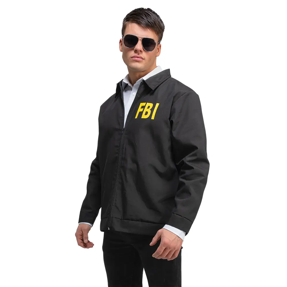 FBI Jacke Kostüm schwarz mit Aufdruck für Karneval