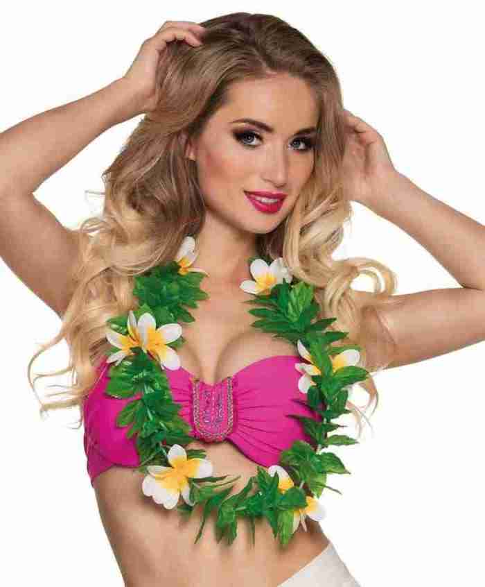 Hawaii Lei Lulani Weiß tropisches Accessoire Karneval