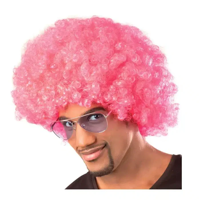 Afro Perücke Pink Herren 70er 80er Jahre Kostüm Boland