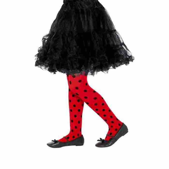 Marienkäfer Strumpfhose Kinder rot schwarz Punktemuster Karneval
