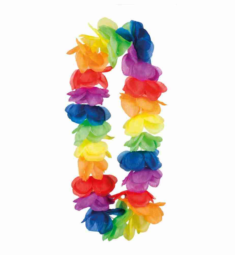 Bunte Hawaii Blumenkette XL Regenbogen Lei Fasching