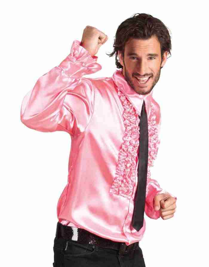 Disco Party Hemd Rosa - 70er Jahre Kostüm für Herren