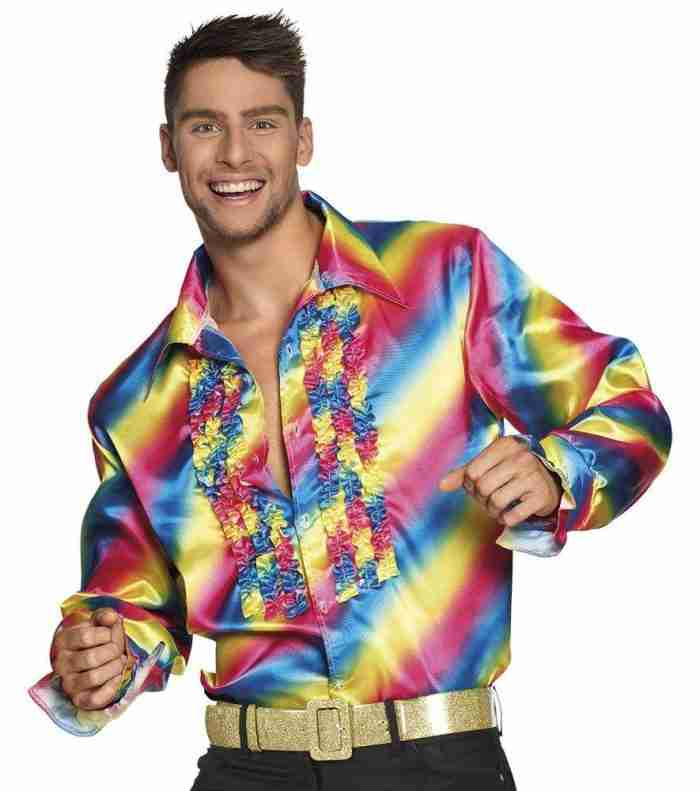 Regenbogen Party Hemd - Herren Kostüm für Karneval und Fasching