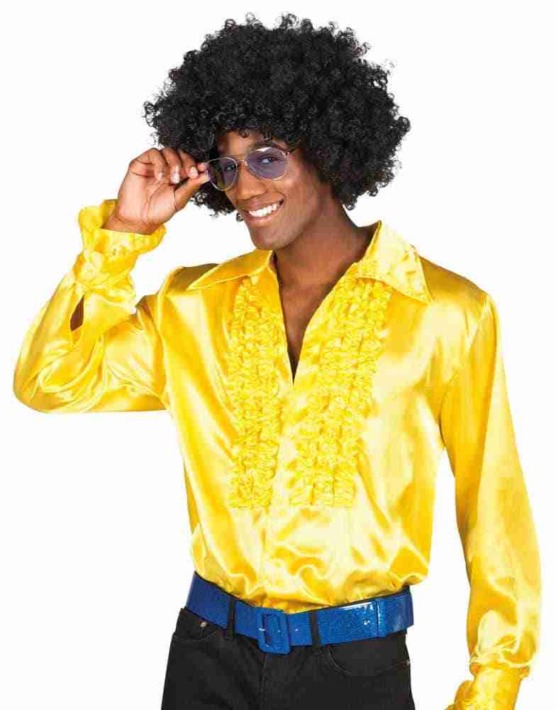 Disco Party Hemd Gelb - 70er Jahre Kostüm für Herren