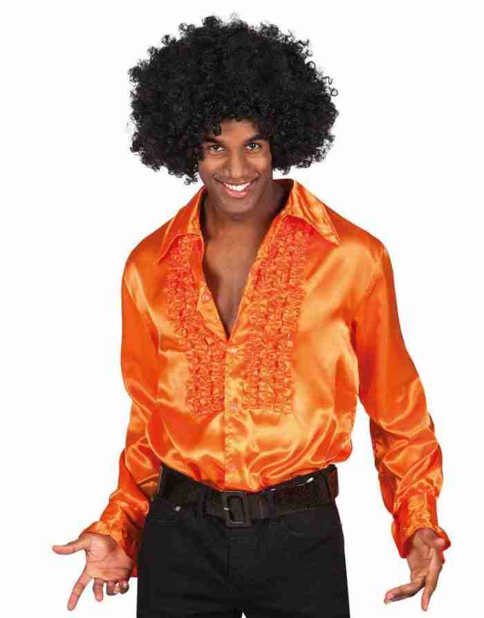 Disco Partyhemd Orange - Retro 70er Jahre Kostüm für Herren