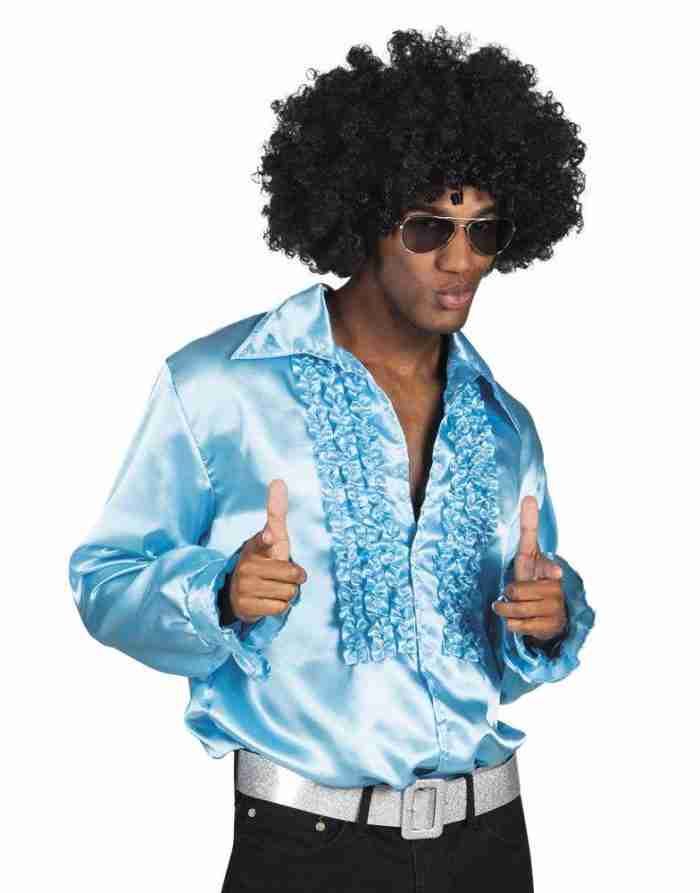 Disco Party Hemd Türkis - 70er Jahre Retro Kostüm für Herren