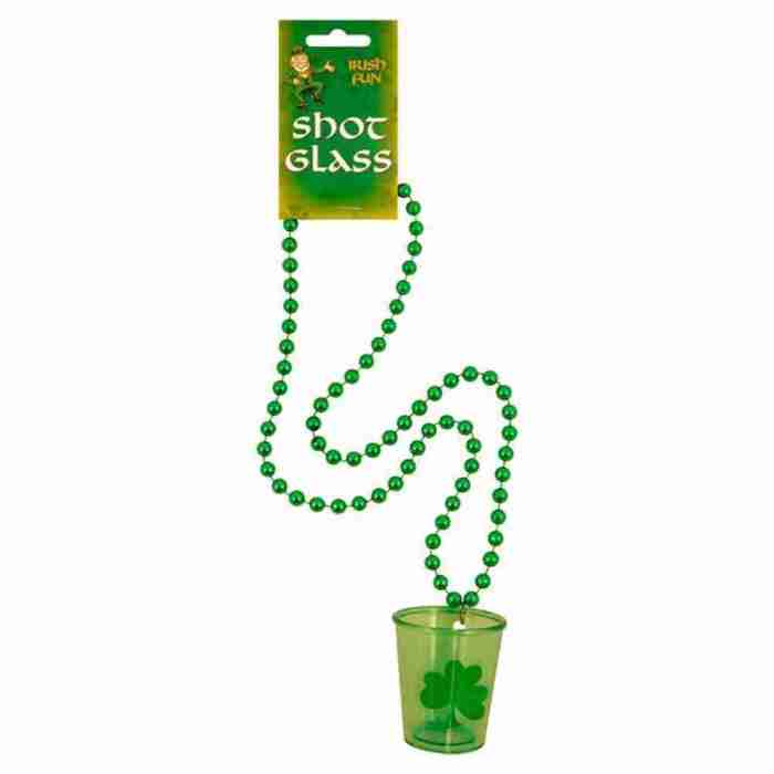 St. Patrick's Day Accessoire Kleeblatt Schnapsglas Halskette grün