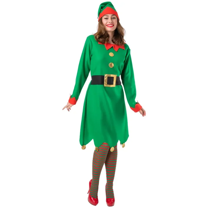 Weihnachtself Kostüm Damen Komplettset mit Weihnachtsmütze