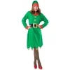 Weihnachtself Kostüm Damen - Santas Helferin Kleid grün mit roter Mütze