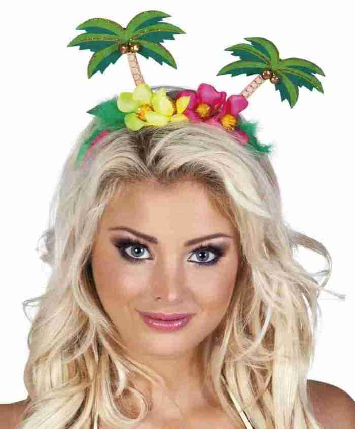 Tropische Tiara Palmblätter grün Damen Kopfschmuck Hawaii Party