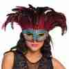 Venezianische Augenmaske Phoenix Queen schwarz rot Federn Maskenball
