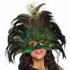 Augenmaske Pfauenfeder schwarz grün Damen venezianische Maske