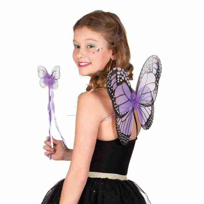 Hellrosa Schmetterling Feen Flügel Set - carnivalstore.de
