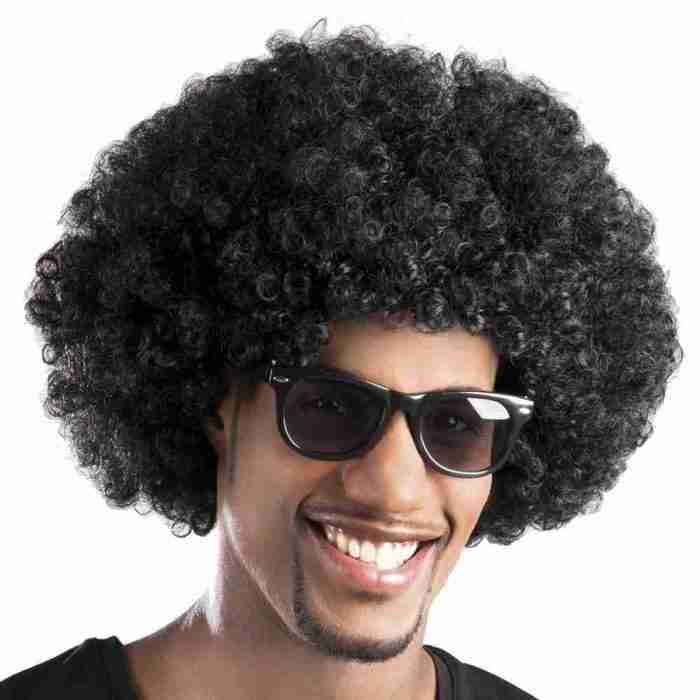 Afro Perücke Schwarz voluminös Retro 70er Jahre Karneval