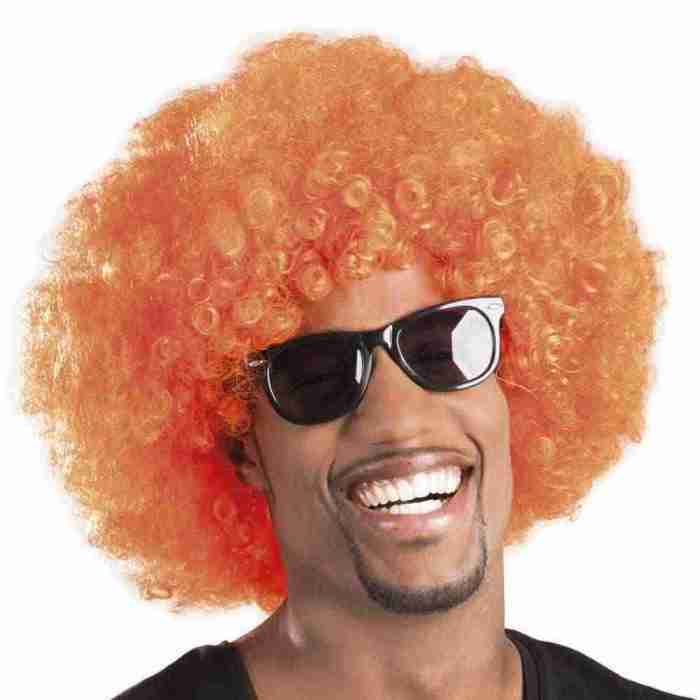 Afro Perücke Orange 70er Jahre Retro Kostüm Karneval