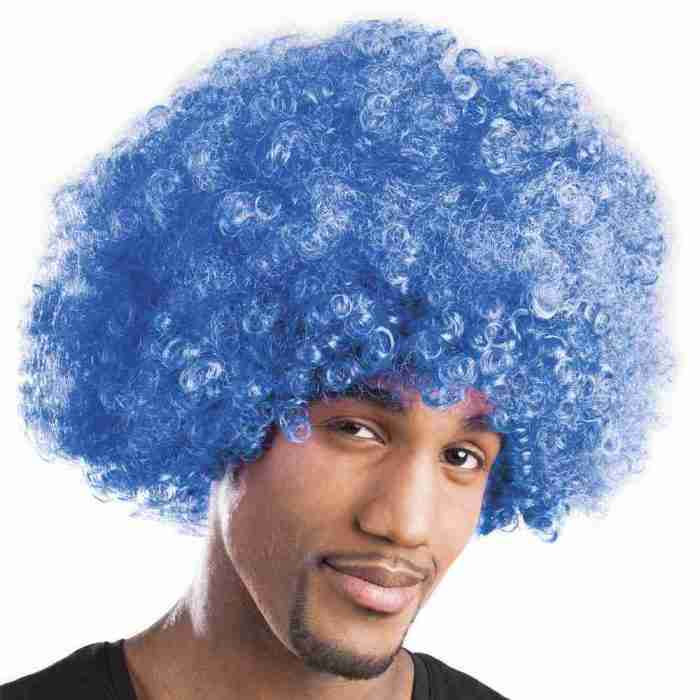 Afro Perücke Blau 70er 80er Jahre Karneval Kostüm Retro