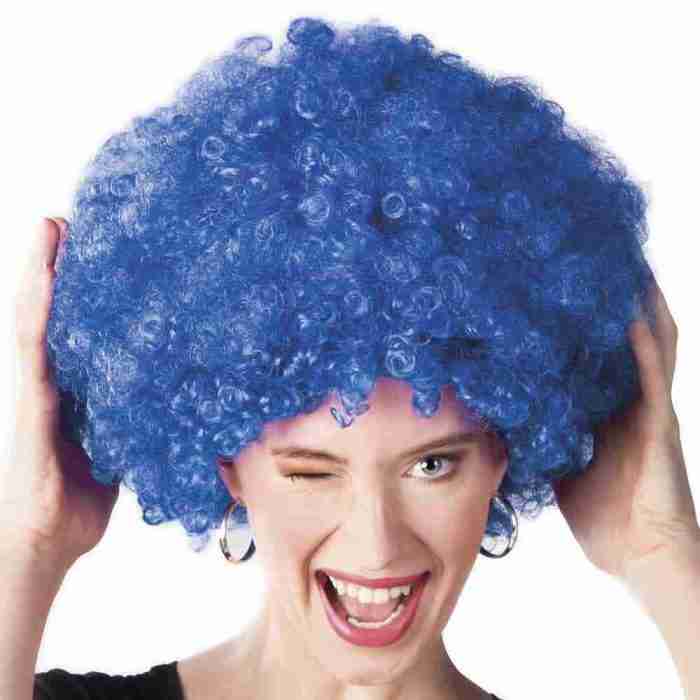 Blaue Afro Perücke Unisex Disco Party Fasching Verkleidung
