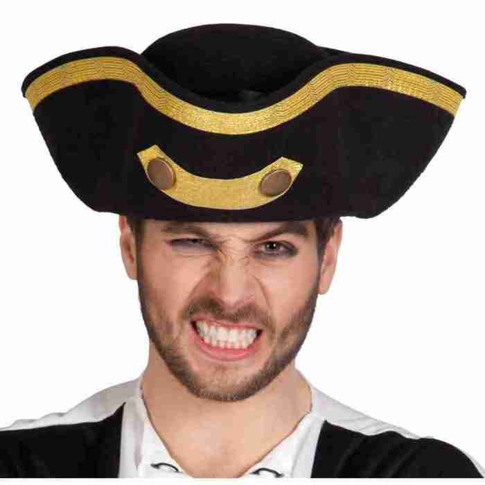 Admiral Dreispitz Hut schwarz gold Piraten Karneval Kostüm