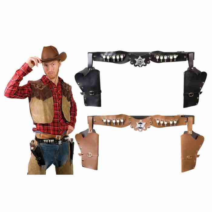 Sheriff Doppel Holster Braun Schwarz Cowboy Kostüm Accessoire - carnivalstore.de