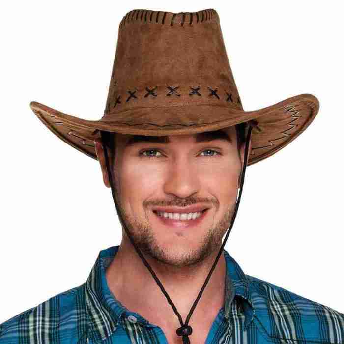 Cowboy Hut braun Elroy Leder-Optik Western Kostüm Accessoire
