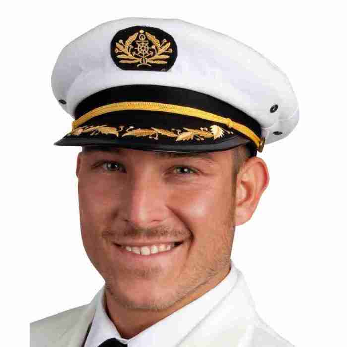 Kapitän Mütze weiß schwarz maritime Kopfbedeckung Karneval
