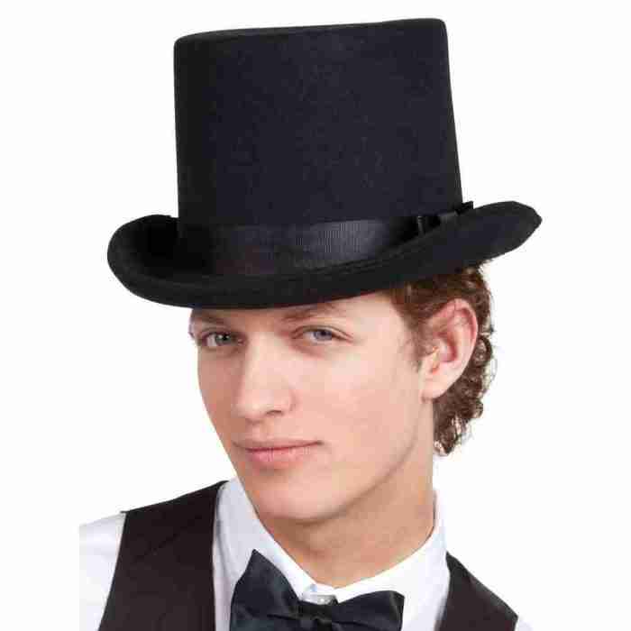 Zylinder Hut Byron Schwarz Deluxe Herren Halloween Karneval
