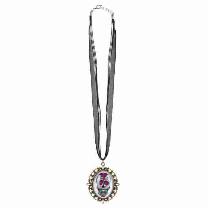 Totenkopf Halskette Sugar Skull Design Halloween Accessoire