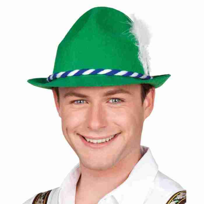 Oktoberfest Hut Werner grün mit weißer Feder bayerischer Trachtenhut