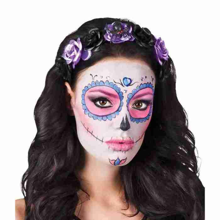 Day of the Dead Haarreif schwarz lila Rosen Halloween Tiara