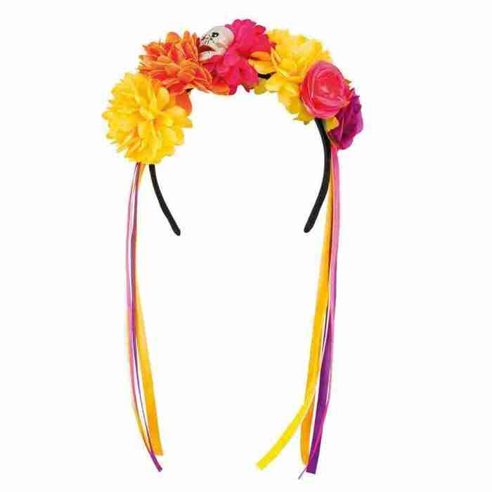 Haarreif mit Totenkopf und Blumen Design Boland Kostüm Accessoire
