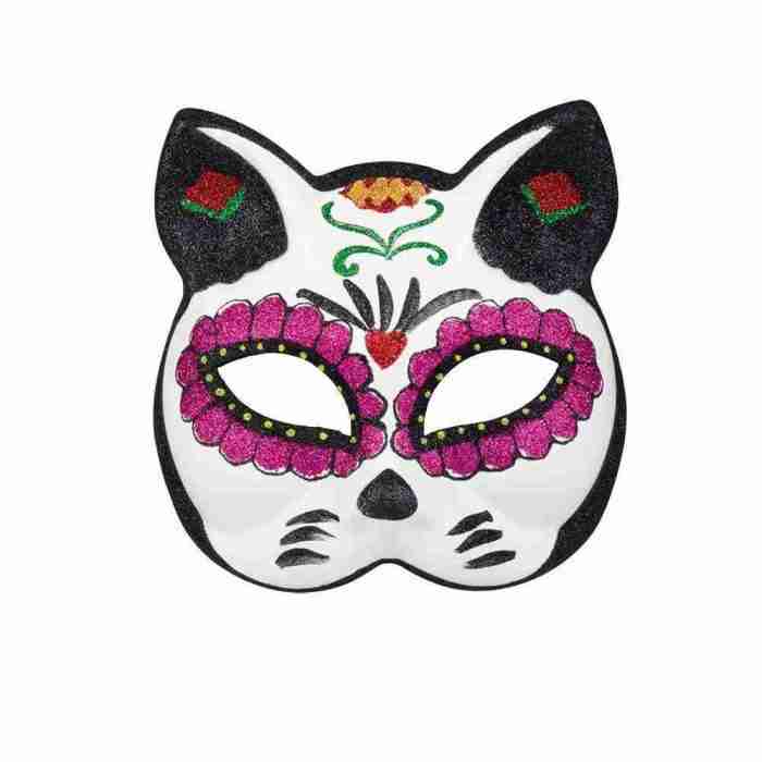 Dia de los Muertos Augenmaske El Gato Sugar Skull Design Detail
