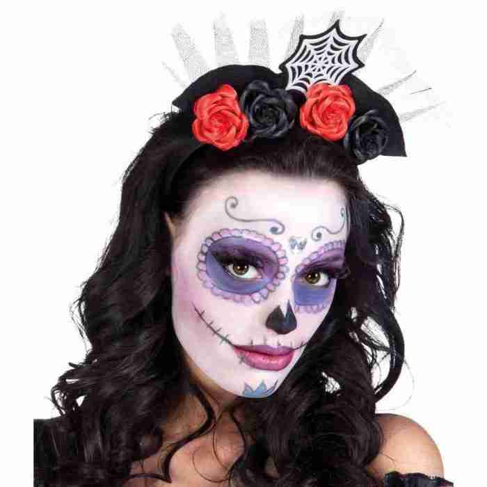 Halloween Kopfschmuck Catrina schwarz rot Tiara Día de los Muertos