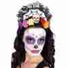 Calavera Tiara Krone schwarz rot Halloween Totenkopf Kopfschmuck