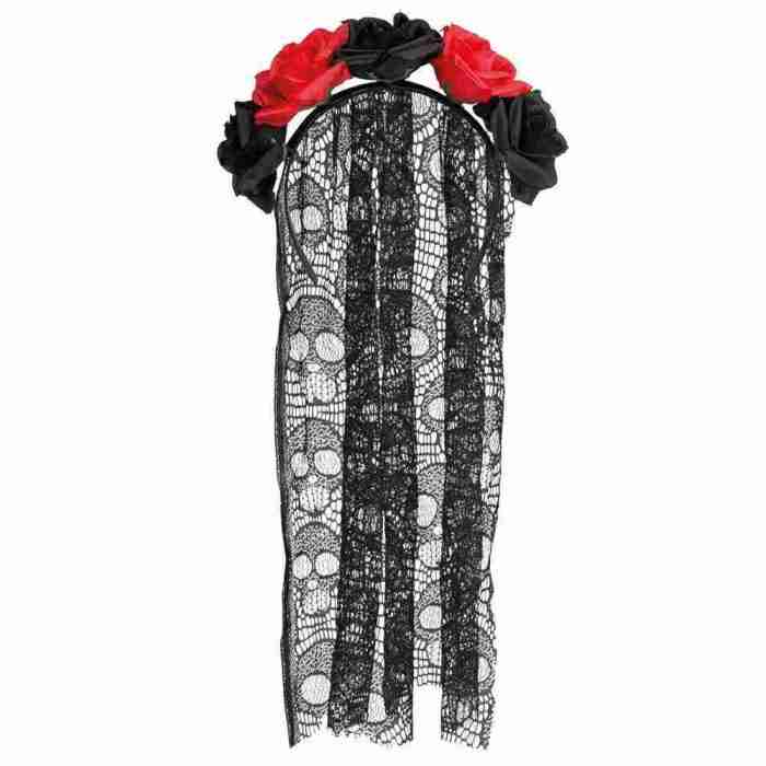 Tiara La Rosa schwarzes Diadem mit Rosen-Details Kostüm Accessoire