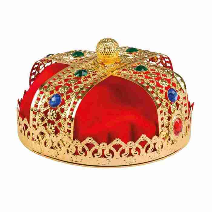 Majestätische Königskrone mit weißem Pelzbesatz und Edelsteinen