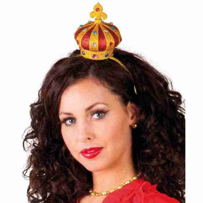 Tiara Krone rot gold Diadem Königin Kopfschmuck Karneval