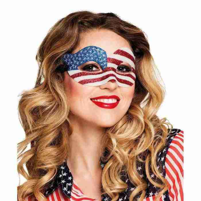 USA Augenmaske Glitzer rot weiß blau patriotische Karnevalsmaske