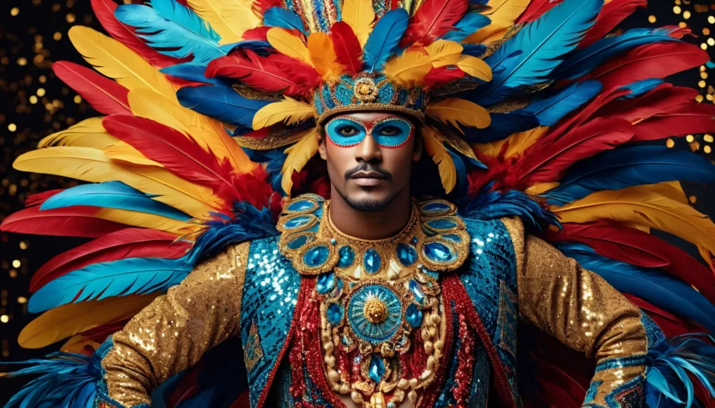 Mann im warmen Karneval Kostuem Herren mit stilvollen Accessoires im Winter