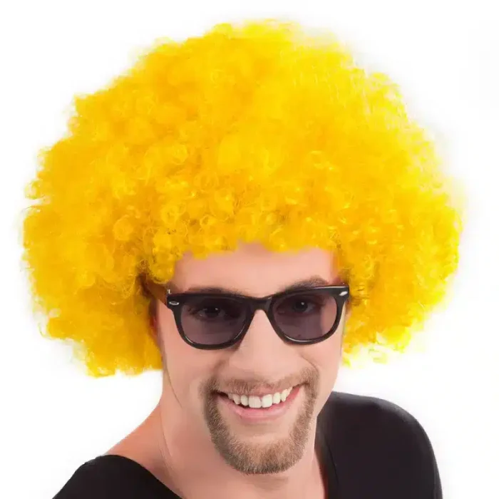 Afro Perücke Gelb 70er 80er Jahre Disco Karneval Unisex