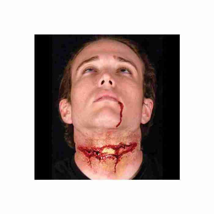 Halloween Wunde Latex Appliance aufgeschlitzte Kehle Woochie Special Effects