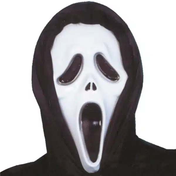 Horror Maske mit Kapuze Scream schwarz weiß Halloween Kostüm