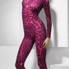 Karnevalskostüm Gepard Bodysuit Neon Pink Damen sexy Faschingskostüm