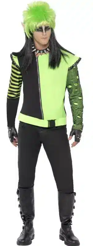 Punk Elf Kostüm Herren neon grün Gothic Halloween Verkleidung