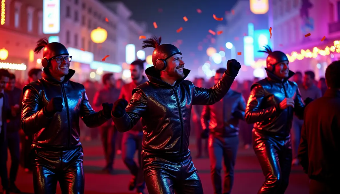 Mann in trendigem Karneval Kostüm 2027 mit modernem Design und bunten Farben