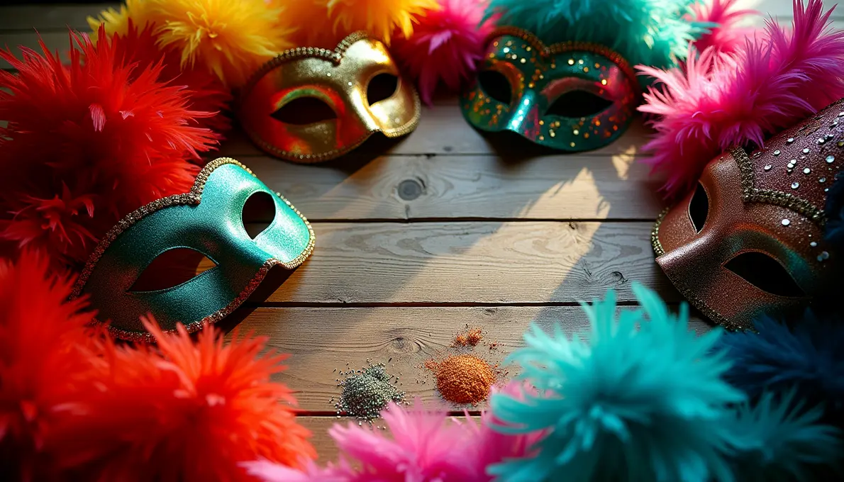Farbenfrohe Karneval Kostüme zum Kaufen und Selbermachen nebeneinander angeordnet